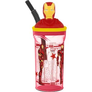 Kop med Sugerør The Avengers Iron Man Rød 3D