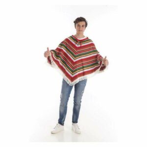 Kostume til voksne Rojo/Blanco Poncho Mexicansk mand L